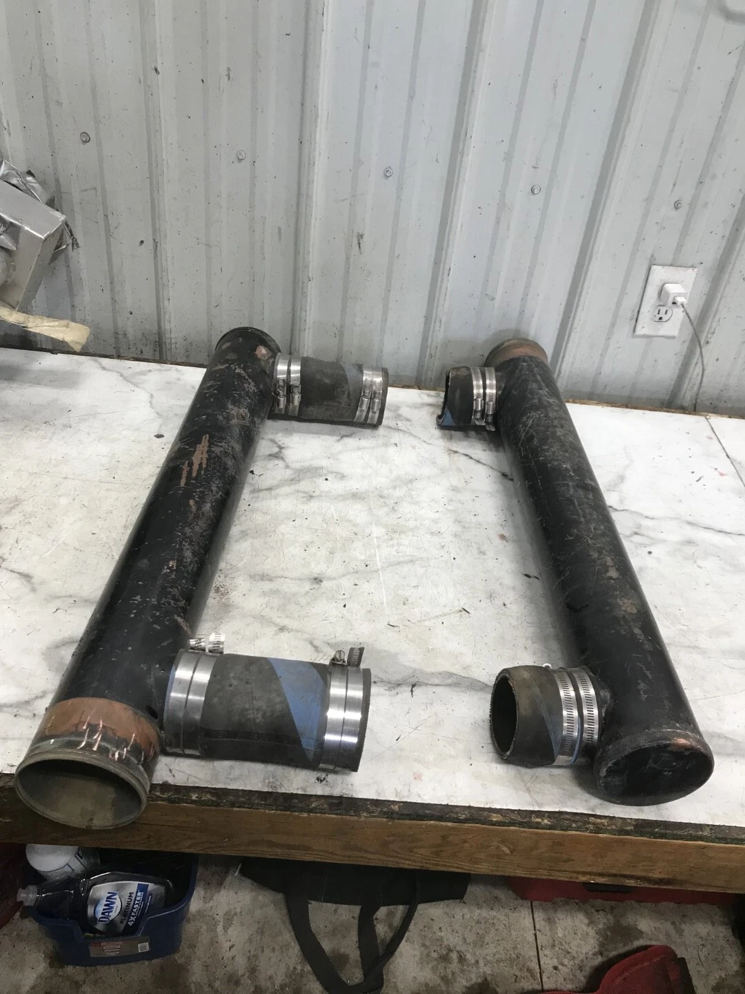 boat Marine inboard MerCruiser engine muffler exhaust tubes pipes