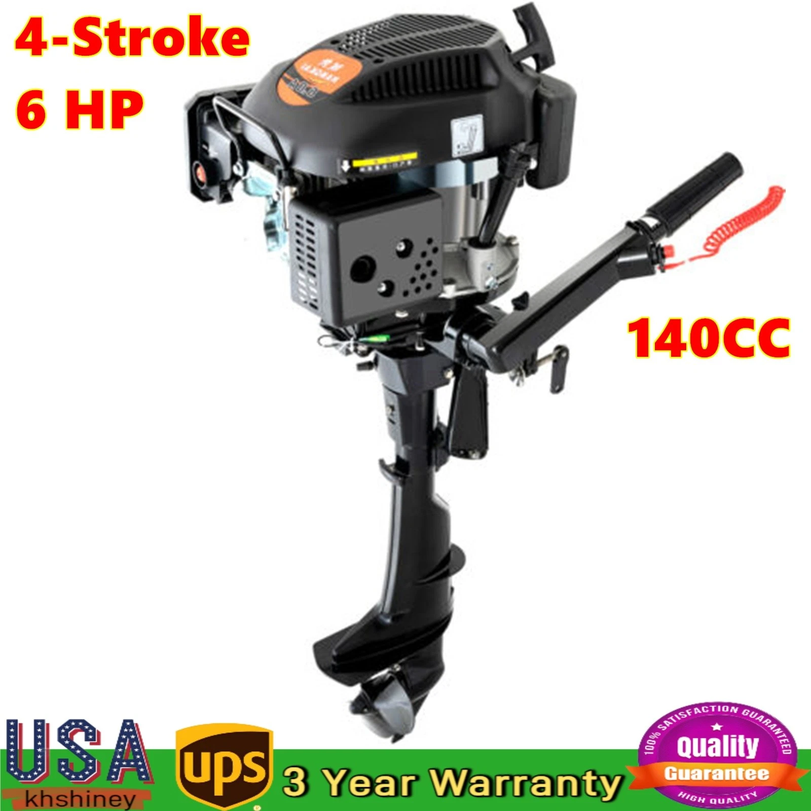 HANGKAI 6HP 4 Stroke Heavy Duty Outboard Motor Boat Engine -- Air Cooling System